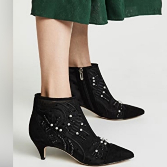 SAM EDELMAN "KAMI" BEADED KITTEN HEEL BOOTIES - Picture 12 of 12